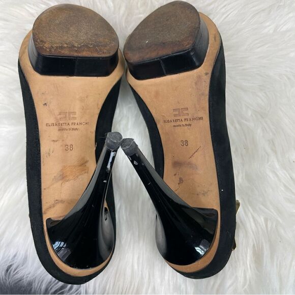 Elisabetta Franchi | black suede heels 38 front platform look - Picture 5 of 9